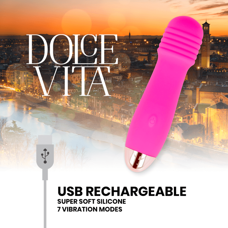 DOLCE VITA - VIBRATORE RICARICABILE TRE ROSA 7 VELOCITÀ - immagine 4