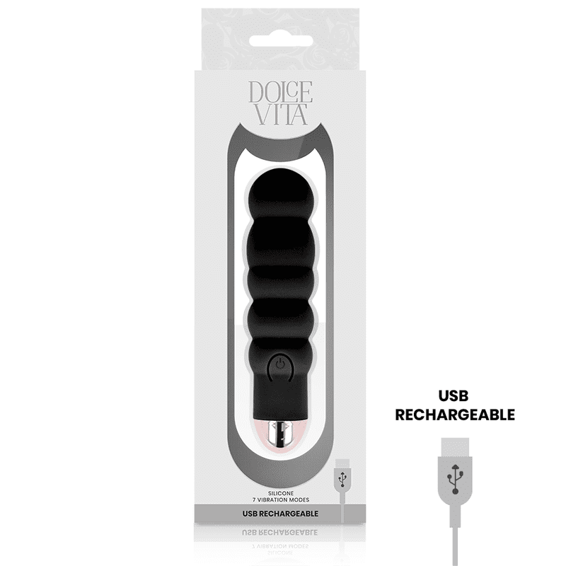 DOLCE VITA - VIBRATORE RICARICABILE SEI NERO 7 VELOCITÀ - immagine 3