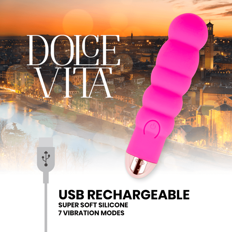 DOLCE VITA - VIBRATORE RICARICABILE SEI ROSA 7 VELOCITÀ - immagine 4