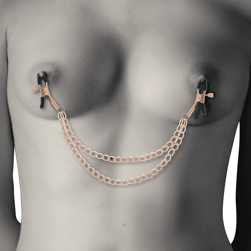 COQUETTE CHIC DESIRE - CLIPS PER CAPEZZOLI IN METALLO FANTASIA CON CATENA - immagine 3