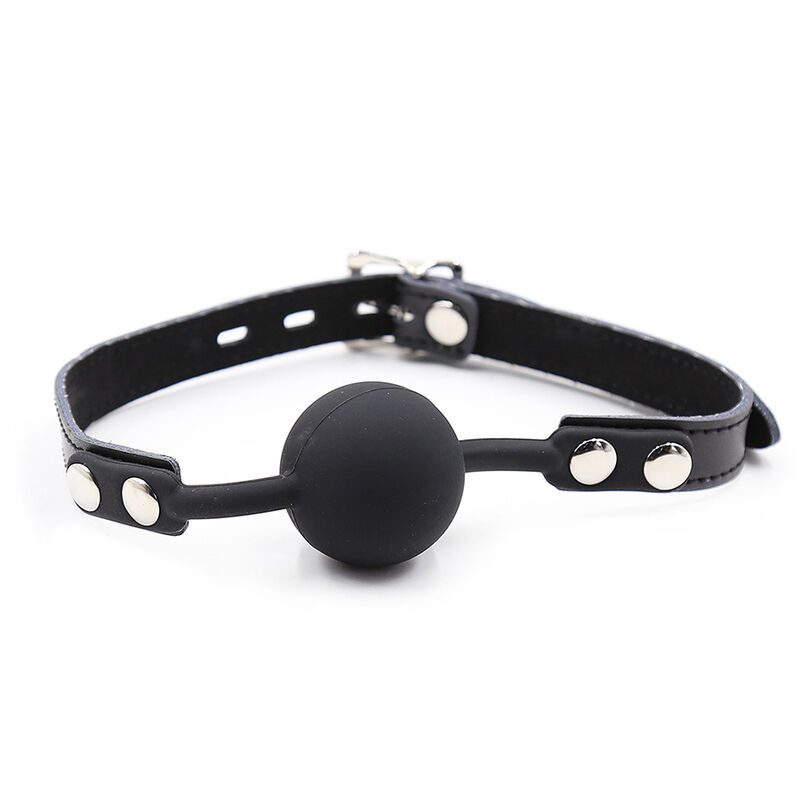 OHMAMA FETISH - BALL GAG IN SILICONE CON CINTURA IN PELLE (LUCCHETTO INCLUSO) - immagine 2