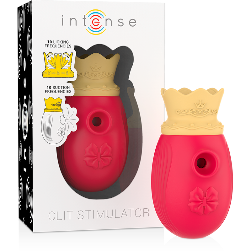 INTENSE - STIMOLATORE CLITORIDEO 10 MODALITÀ DI ASPIRAZIONE E LECCATURA - ROSSO