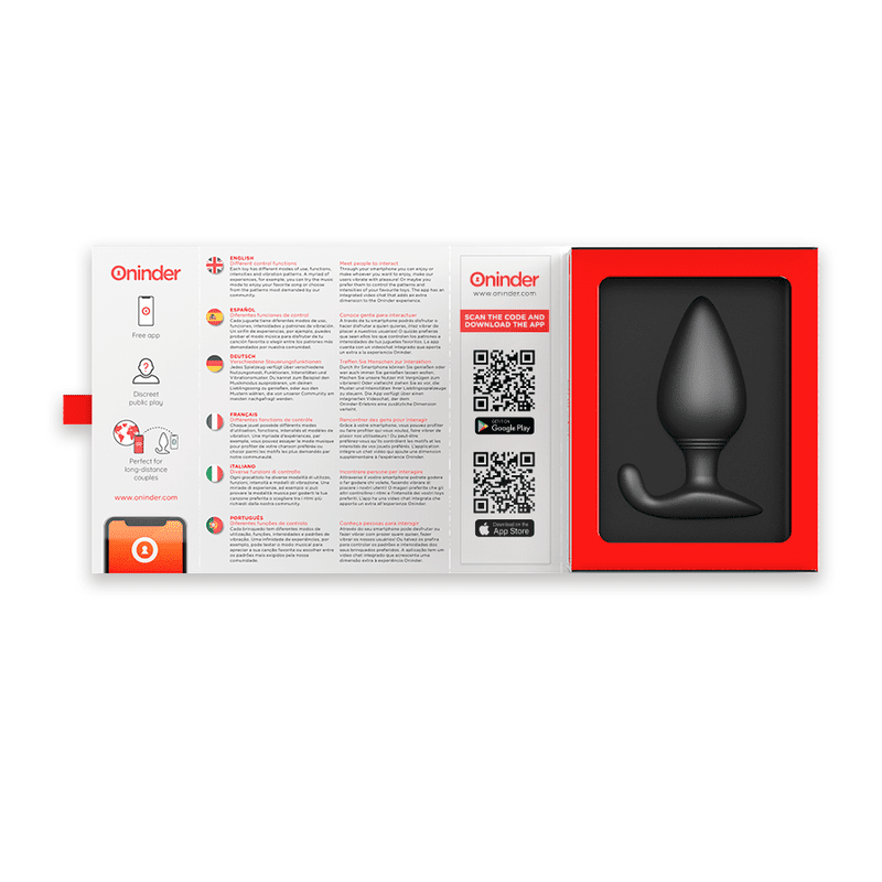 ONINDER - PLUG ANALE VIBRANTE RIO NERO - APP GRATUITA - immagine 5