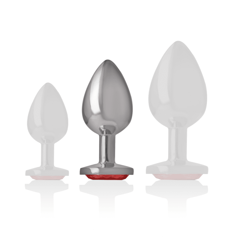 INTENSE - PLUG ANALE IN METALLO CON CRISTALLO ROSSO MISURA M - immagine 5