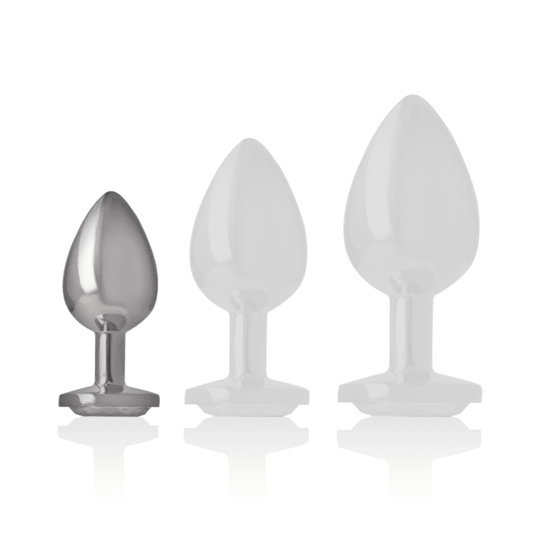 INTENSE - PLUG ANALE IN METALLO ALLUMINIO CON CRISTALLO ARGENTO MISURA S - immagine 3