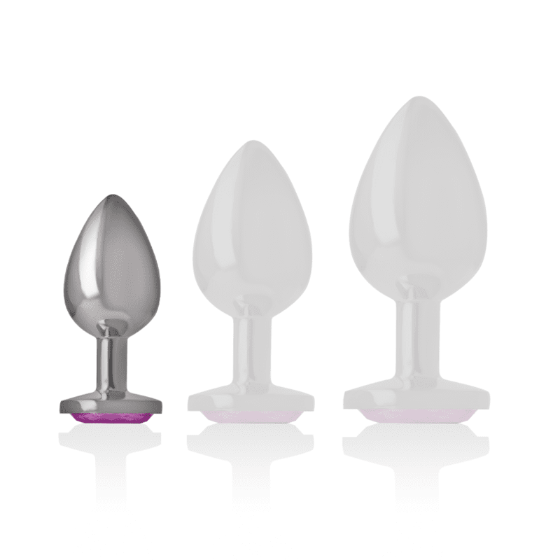 INTENSE - PLUG ANALE IN METALLO ALLUMINIO CON CRISTALLO ROSA TAGLIA S - immagine 5