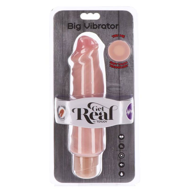 GET REAL - VIBRATORE GRANDE A DOPPIA DENSIT 20,5 CM PELLE - immagine 4