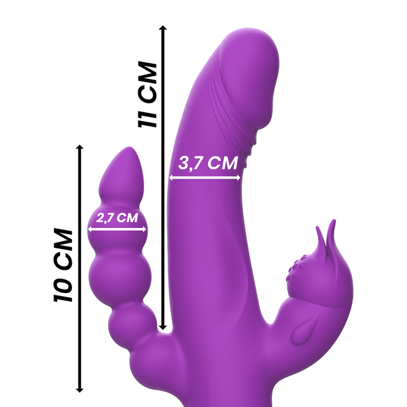 INTENSE - VIBRATORE IN SILICONE CASANOVA RABBIT TRIPLO MOTORE VIOLA - immagine 3