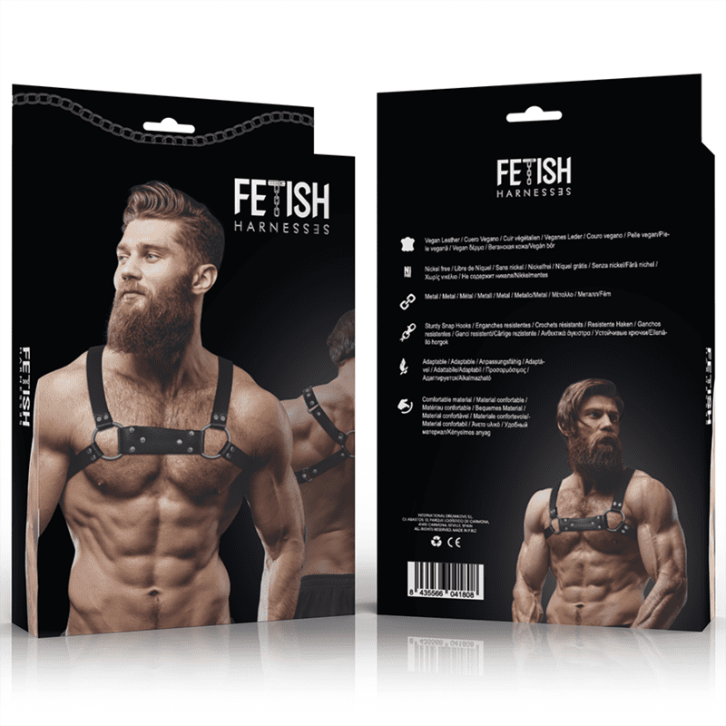 FETISH SUBMISSIVE ATTITUDINE - IMBRACATURA PER IL PETTO IN ECOPELLE DA UOMO PER BULLDOG TAGLIA M/L - immagine 2