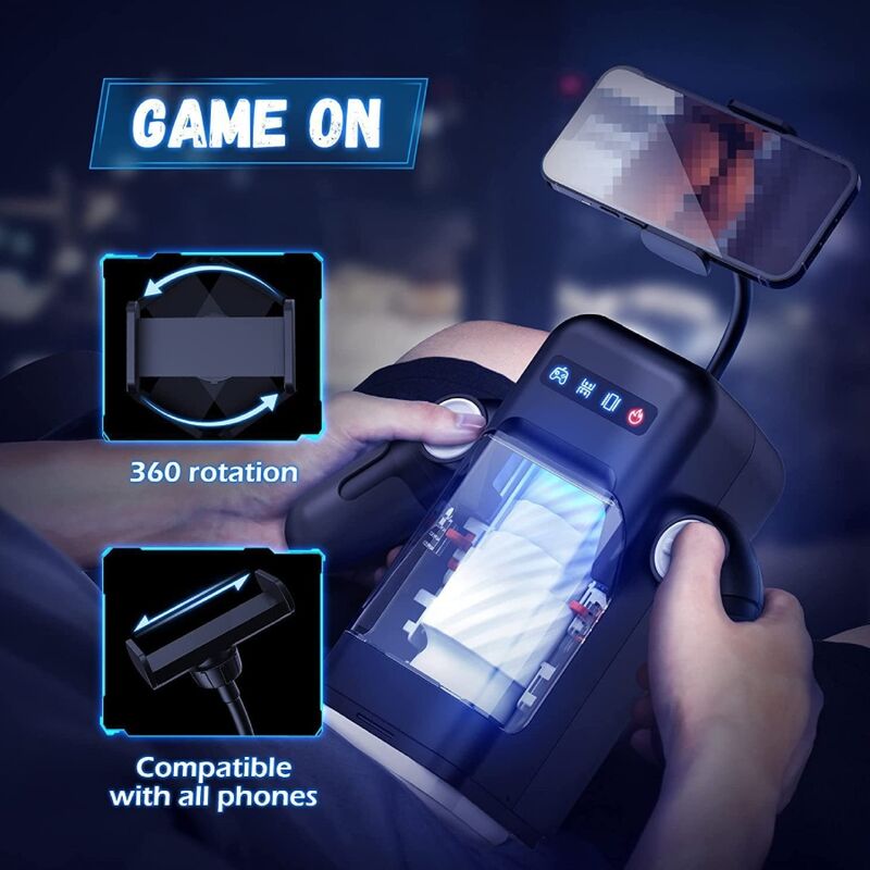 GAME CUP - MASTURBATORE A VIBRAZIONE SPINTA CON FUNZIONE RISCALDAMENTO E SUPPORTO MOBILE - NERO - immagine 3