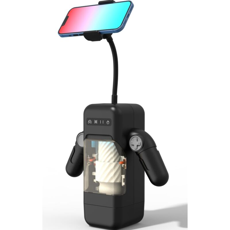 GAME CUP - MASTURBATORE A VIBRAZIONE SPINTA CON FUNZIONE RISCALDAMENTO E SUPPORTO MOBILE - NERO - immagine 2