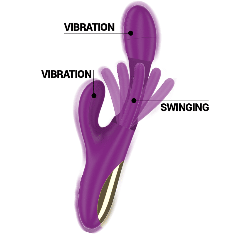 INTENSE - APOLO VIBRATORE MULTIFUNZIONE RICARICABILE 7 VIBRAZIONI CON LINGUA OSCILLANTE VIOLA - immagine 3