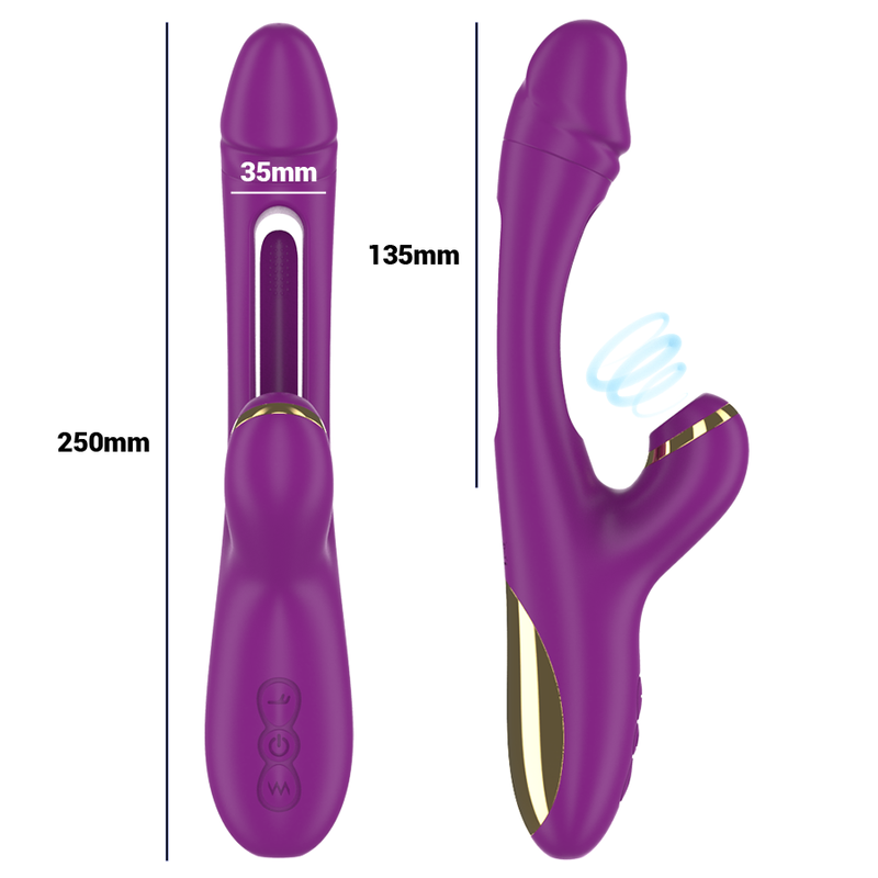 INTENSE - ATENEO VIBRATORE MULTIFUNZIONE RICARICABILE 7 VIBRAZIONI CON LINGUA OSCILLANTE E ASPIRAZIONE VIOLA - immagine 4