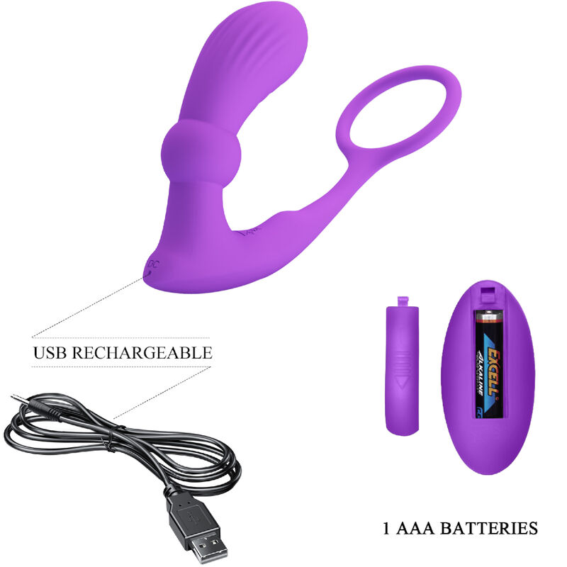 PRETTY LOVE - ANELLO WARREN E VIBRATORE ANALE VIOLA - immagine 5