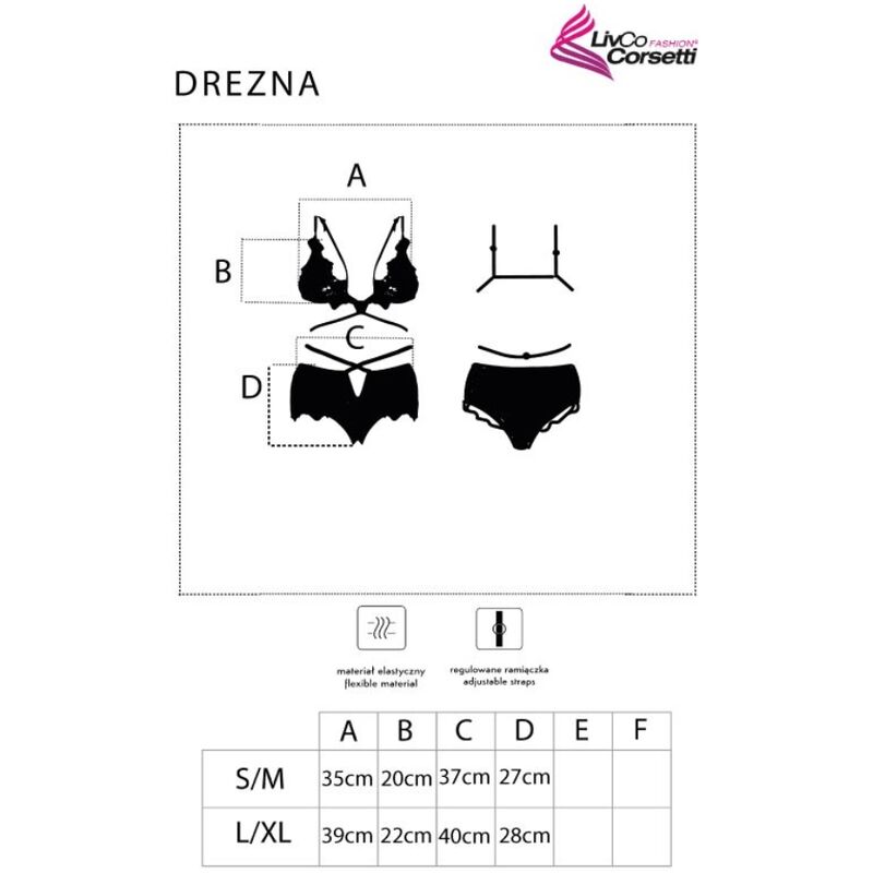 LIVCO CORSETTI FASHION - DREZNA LC 90733 SUJETADOR + PANTY NEGRO - immagine 5