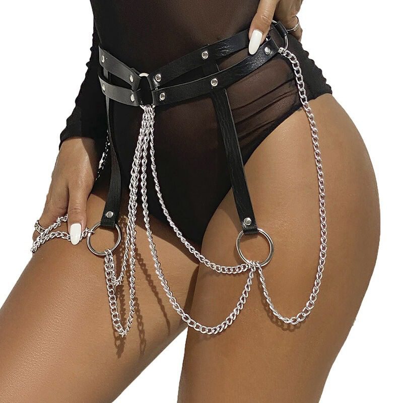 SUBBLIME - ANELLO IN PELLE CATENA ??CINTURA NERA TAGLIA UNICA - immagine 2