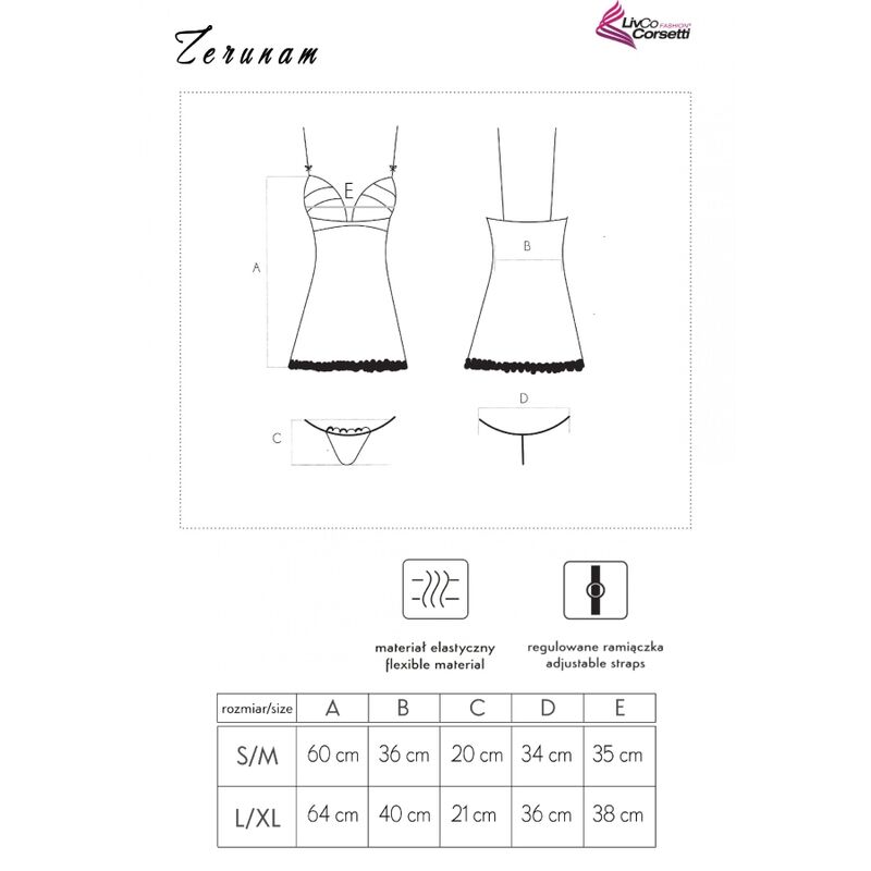 LIVCO CORSETTI FASHION - ZERUNAM SET BABYDOLL + TANGA NEGRO - immagine 5