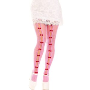 LEG AVENUE - MEDIAS CON ABERTURAS CORAZON  LAZOS ROSA