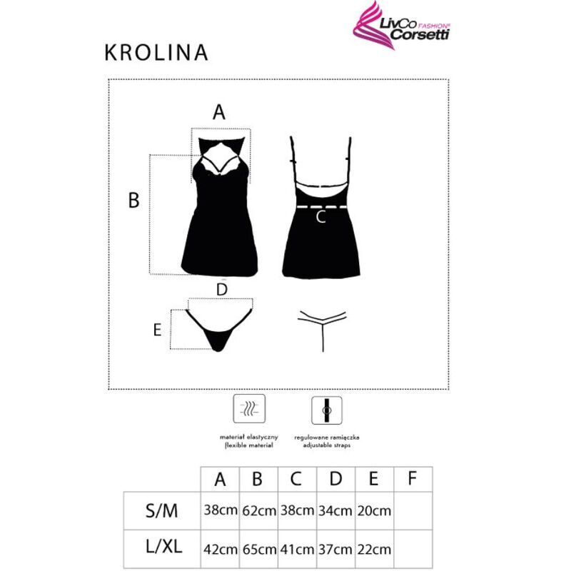 LIVCO CORSETTI FASHION - KROLINA LC 90734 CHEMISE + TANGA NEGRO S/M - immagine 4