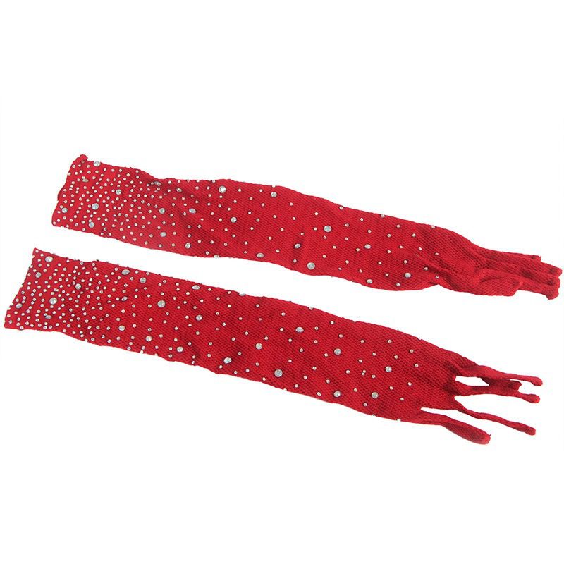 SUBBLIME - 952181 BODYSTOCKING A RETE CON GUANTI E STRASS ROSSO TAGLIA UNICA - immagine 5