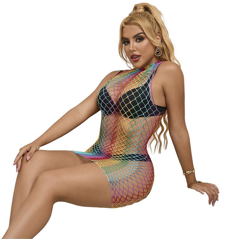 SUBBLIME - 952433 VESTITO A RETE SENZA MANICHE COLLO ALTO ARCOBALENO TAGLIA UNICA - immagine 3