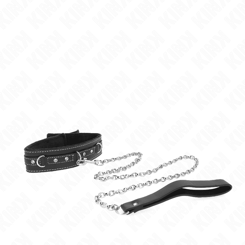 KINK - COLLANA IN PELLE PVC CON CINTURA 105 CM RIVETTO STRASS 41.5 X 4 CM - immagine 3