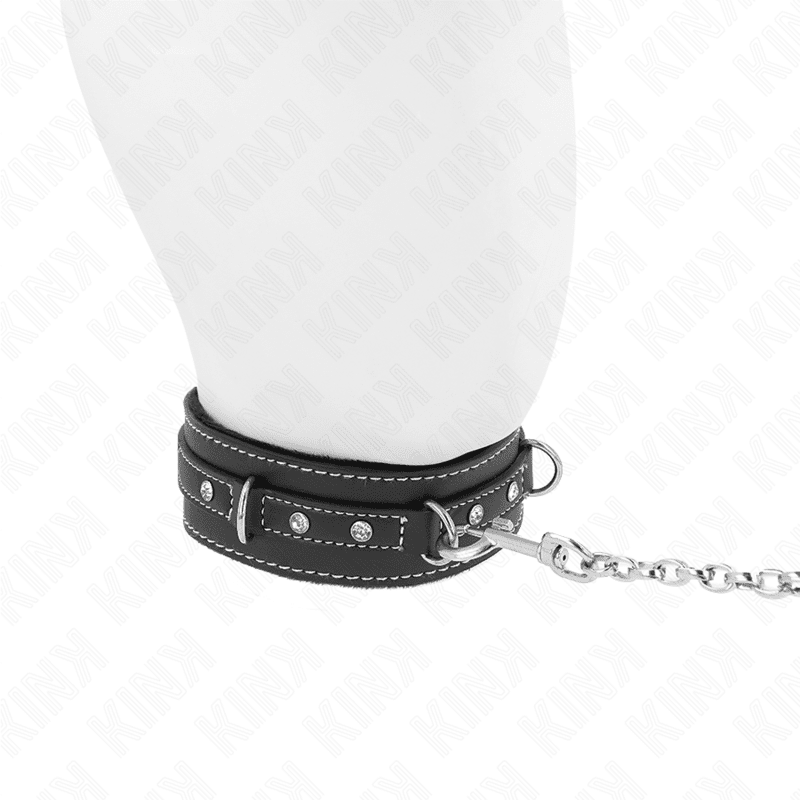 KINK - COLLANA IN PELLE PVC CON CINTURA 105 CM RIVETTO STRASS 41.5 X 4 CM - immagine 4