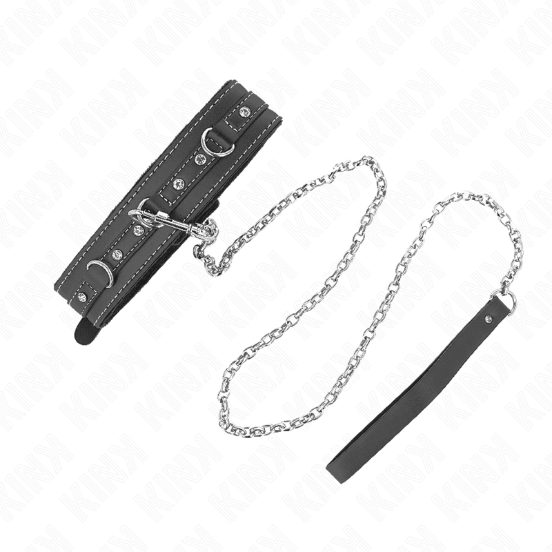 KINK - COLLANA IN PELLE PVC CON CINTURA 105 CM RIVETTO STRASS 41.5 X 4 CM - immagine 2