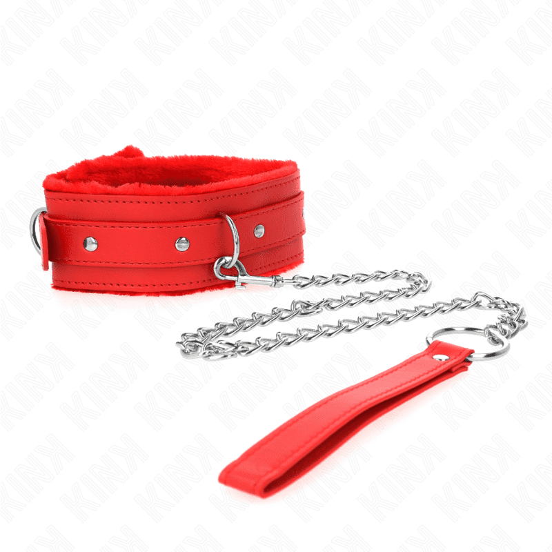 KINK - COLLARE CON GUINZAGLIO 65 CM CON RESTRIZIONI ROSSO 36-42 CM X 5,5 CM - immagine 2