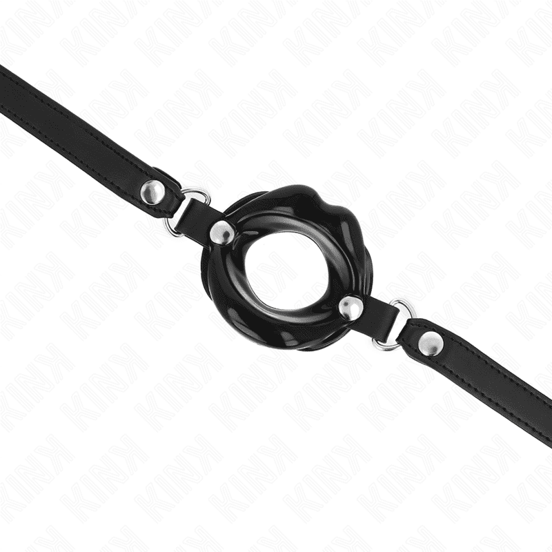 KINK - BAVAGLIO LIP 8 CM CON CINTURINO IN SIMILPELLE NERA 63 x 2 CM REGOLABILE 39-58 CM - immagine 4