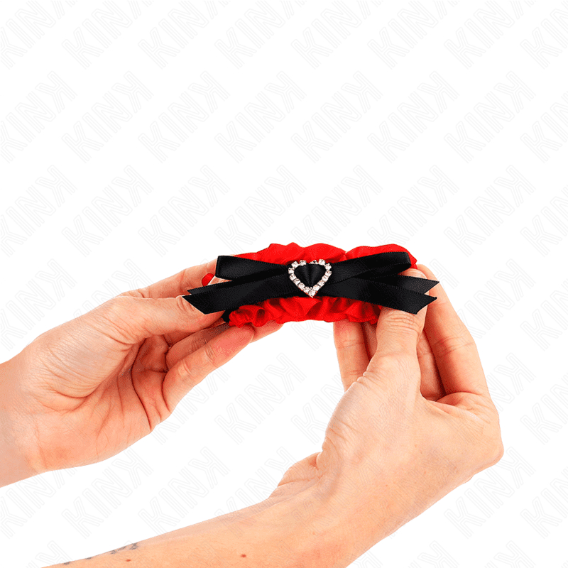 KINK - POLSO ELASTICO IN PIZZO DETTAGLI CUORE ROSSO REGOLABILE 22-35 CM - immagine 4