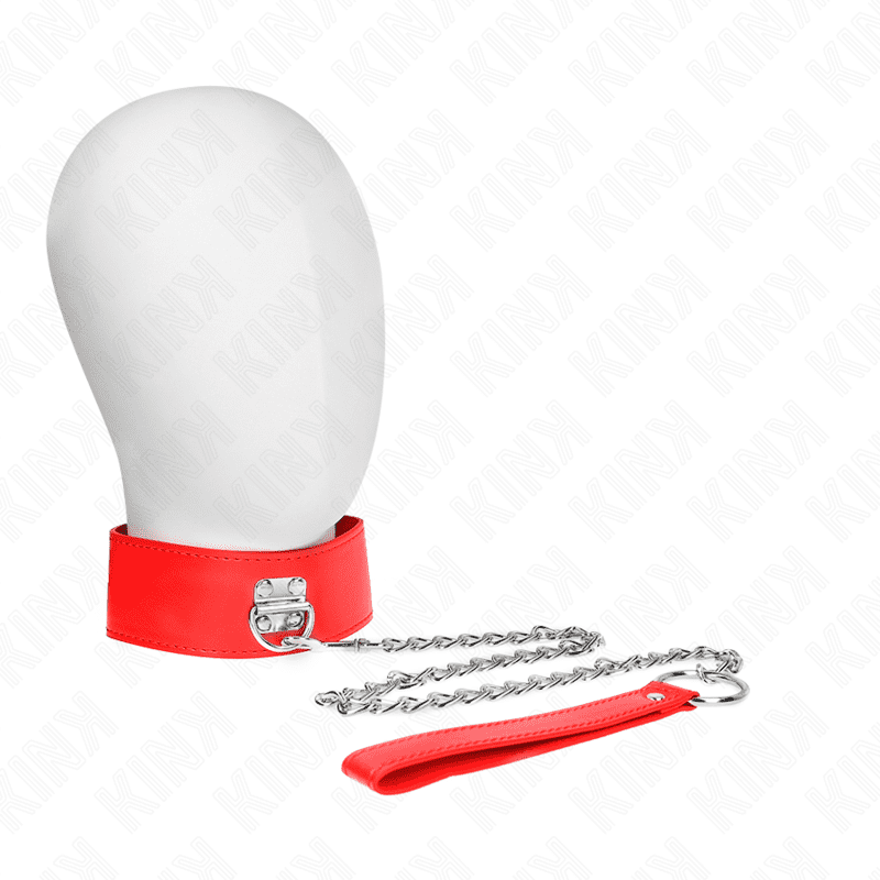 KINK - COLLANA CON CINTURA 65 CM CON LARGO CINTURINO ROSSO REGOLABILE 33,5-41 CM X 5 CM - immagine 2