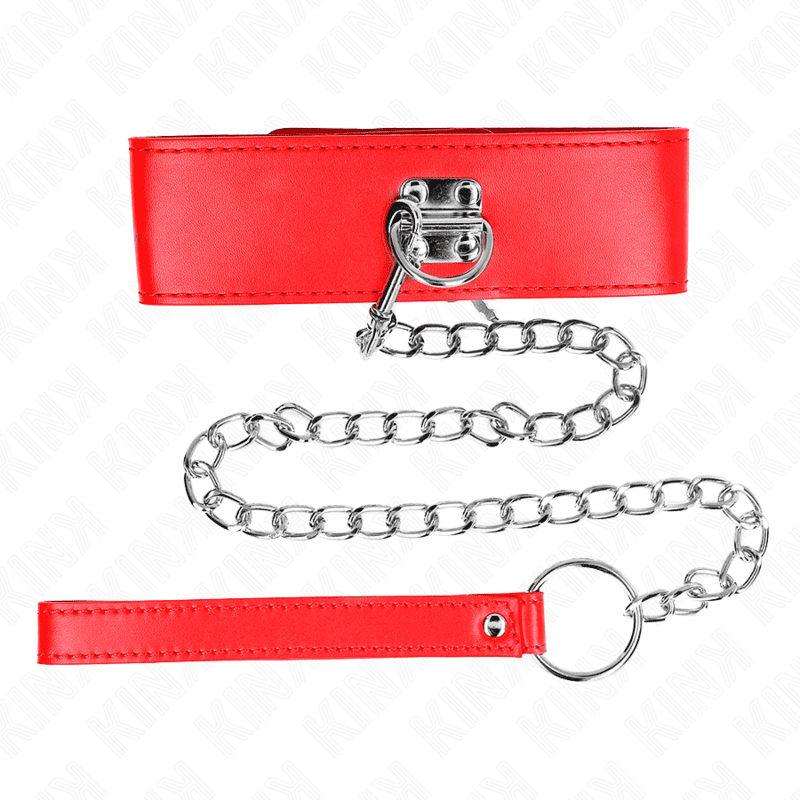 KINK - COLLANA CON CINTURA 65 CM CON LARGO CINTURINO ROSSO REGOLABILE 33,5-41 CM X 5 CM - immagine 3