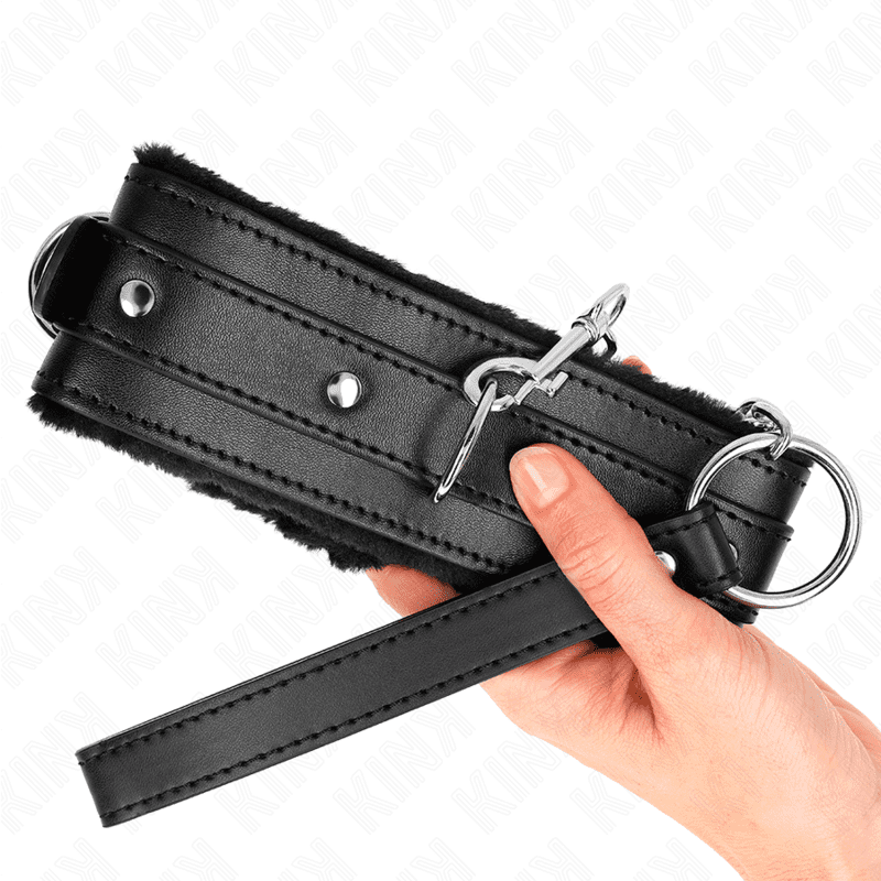 KINK - COLLARE CON GUINZAGLIO 65 CM CON RESTRIZIONI NERO 36-42 CM X 5,5 CM - immagine 4