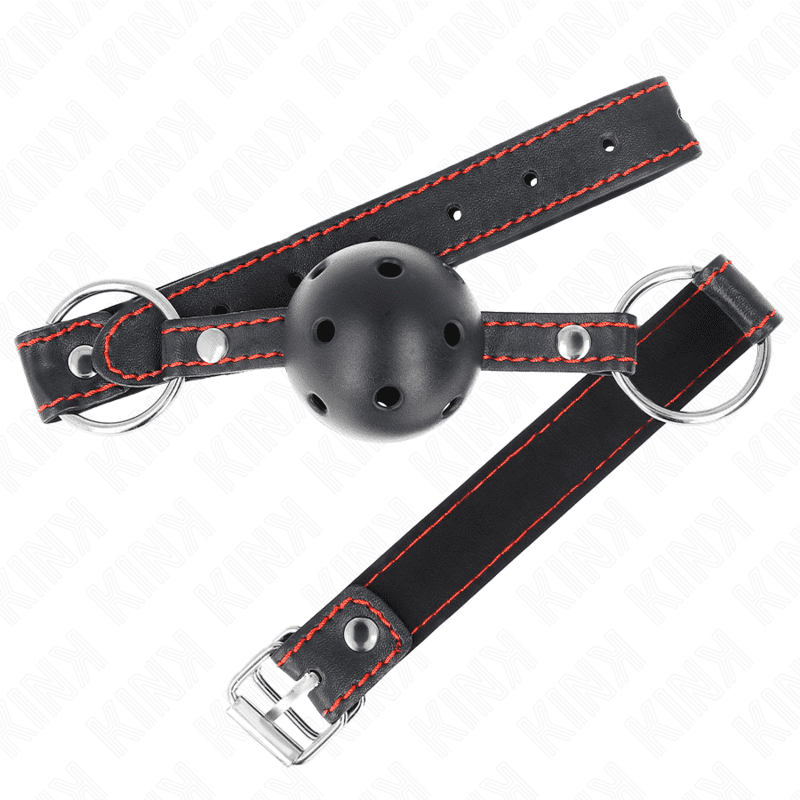 KINK - BALL GAG HOLLOW HARD NERO MODELLO 2 65 x 2,5 CM - immagine 2