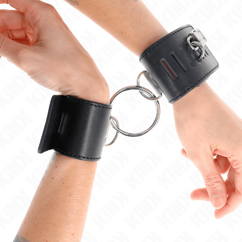 KINK - POLSO FISSO CON CHIUSURA AD ANELLO E LUCCHETTO NERO REGOLABILE 16-23 CM X 5,5 CM - immagine 4