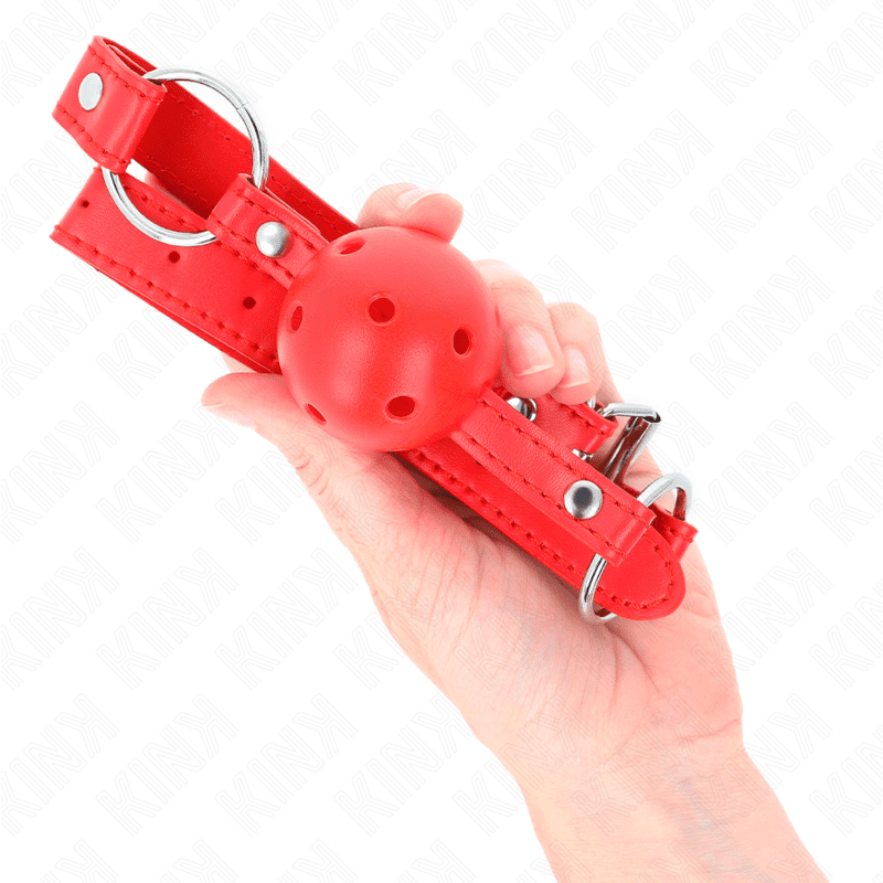 KINK - BAVAGLIO SFERA TRASPIRANTE 4 CM CON DOPPIO RIVETTO MODELLO 1 ROSSO 62,5 x 2,5 CM REGOLABILE 42-58 CM - immagine 4