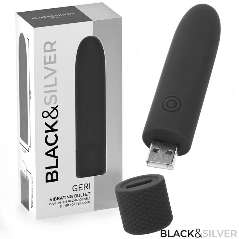 BLACK SILVER - GERI USB RICARICABILE VIBRANTE BULLET 8 VIBRAZIONI NERO 10 X 2,2 CM