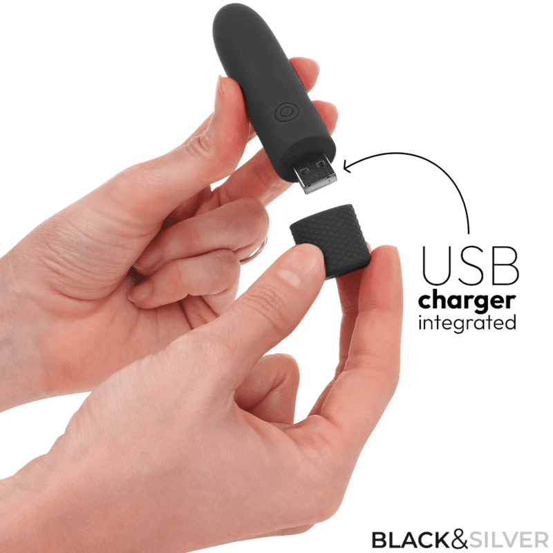 BLACK SILVER - GERI USB RICARICABILE VIBRANTE BULLET 8 VIBRAZIONI NERO 10 X 2,2 CM - immagine 4