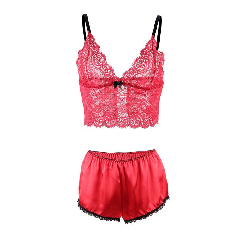 SUBBLIME - 953898 CAMICIA DA NOTTE IN SETA E PIZZO + SLIP ROSSO S/M - immagine 5