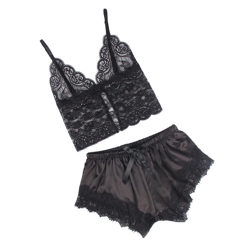 SUBBLIME - 953942 VESTAGLIA DA NOTTE CASUAL IN SETA + PANTALONI IN PIZZO NERO L/XL - immagine 4