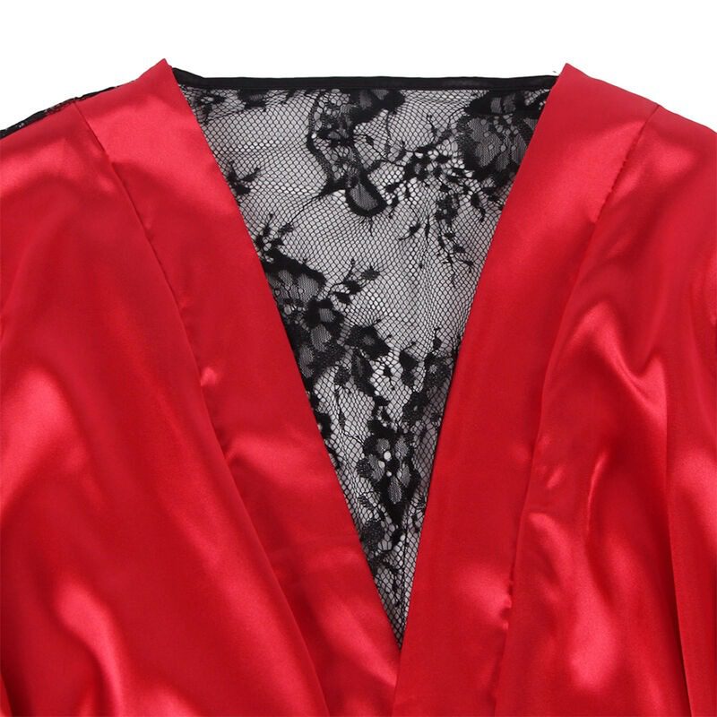 SUBBLIME - 954017 CANOTTIERA CON SCHIENA TRASPARENTE IN PIZZO + PERIZOMA ROSSO/NERO S/M - immagine 5