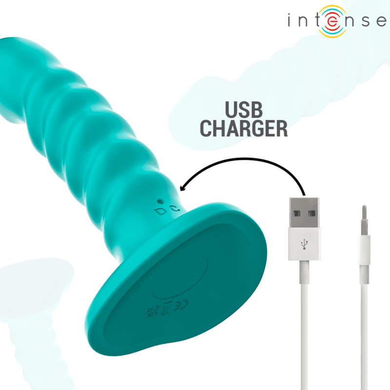 INTENSE - VIBRATORE BUFFY TAGLIA S DESIGN A SPIRALE 10 VIBRAZIONI TELECOMANDO BLU - immagine 5