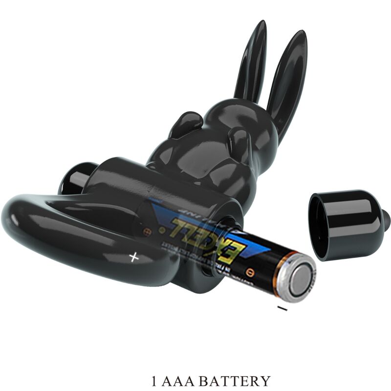 PRETTY LOVE - ANELLO VIBRATORE CONIGLIO ECCITANTE 10 VIBRAZIONI NERO - immagine 4