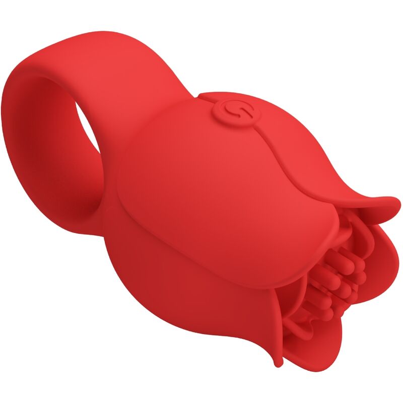 PRETTY LOVE - VIBRATORE A DITA A FORMA DI ROSA JAE 10 VIBRAZIONI ROSSO - immagine 4