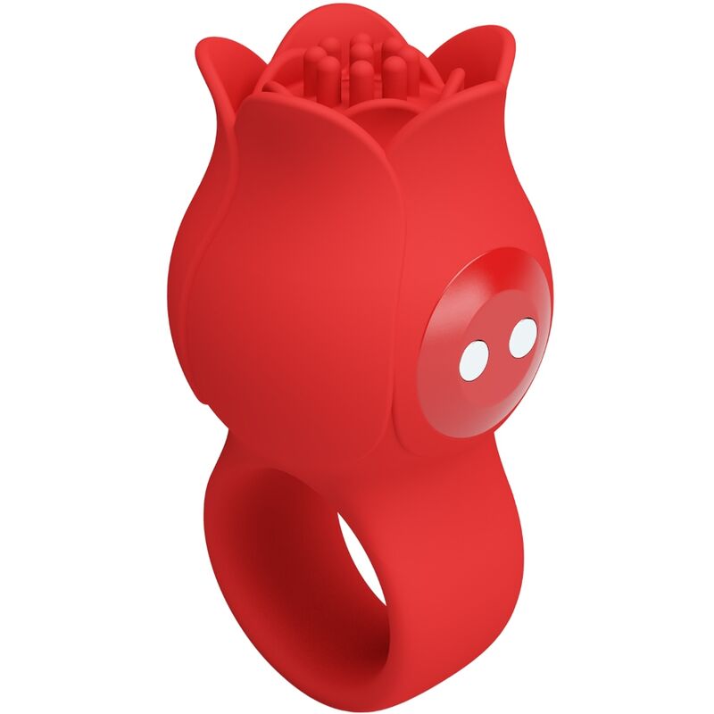 PRETTY LOVE - VIBRATORE A DITA A FORMA DI ROSA JAE 10 VIBRAZIONI ROSSO - immagine 2