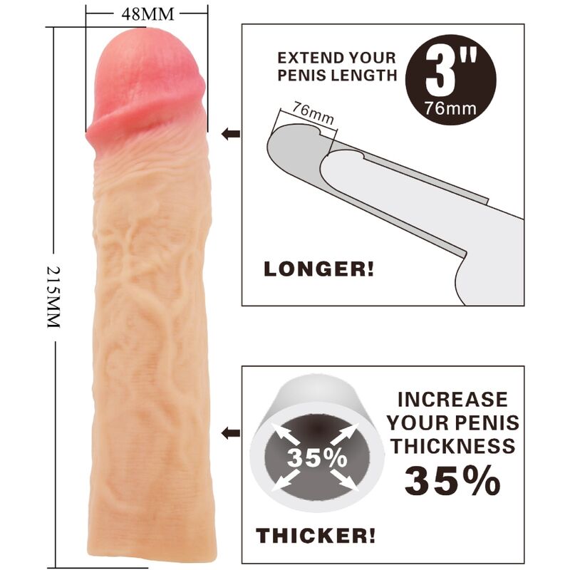 PRETTY LOVE - DEREK GUAINA PER PENE CON ESTENSIONE DA 7,6 CM FLESH - immagine 4