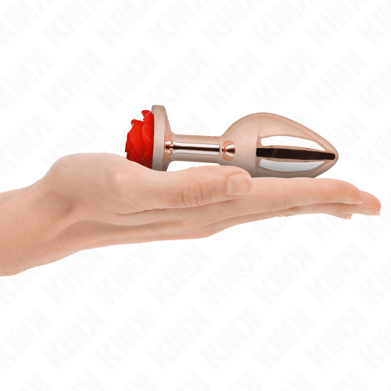KINK - PLUG ANALE IN ORO ROSA CON ROSA ROSSA L - immagine 3