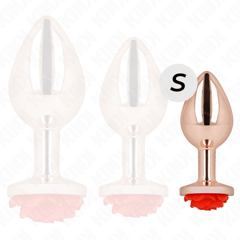 KINK - PLUG ANALE IN ORO ROSA CON ROSA ROSSA S - immagine 3