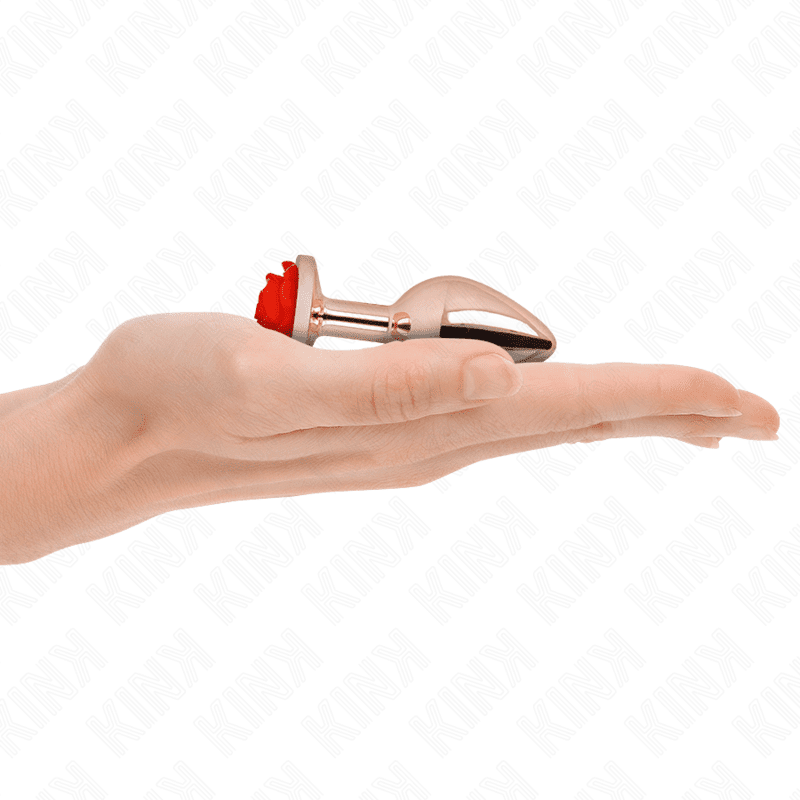 KINK - PLUG ANALE IN ORO ROSA CON ROSA ROSSA S - immagine 2